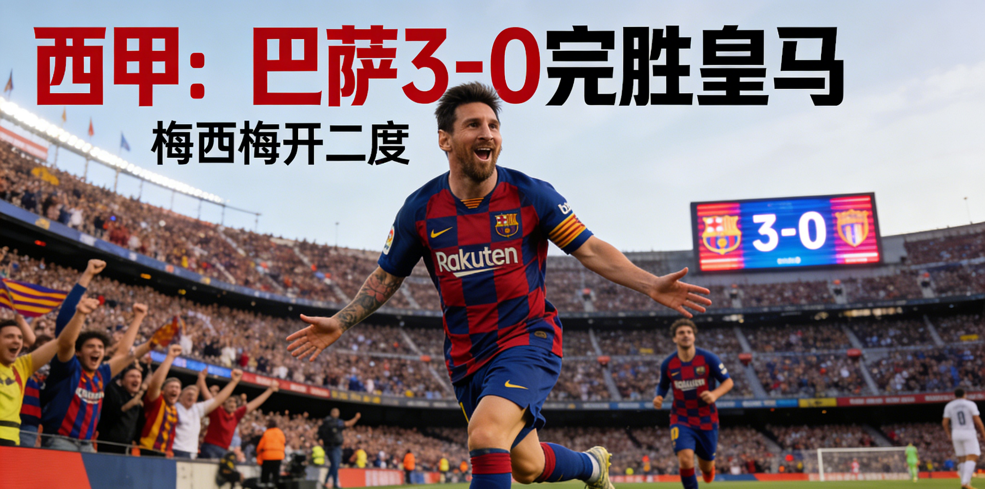 西甲：巴萨3-0完胜皇马，梅西梅开二度